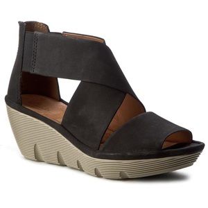 Clarks, Clarene Glamor Mid Wedge Sandals 9.5